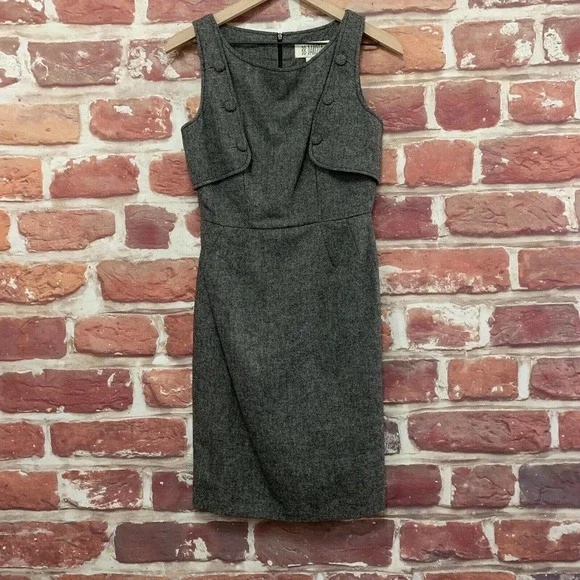 Anthropologie | Dresses | Anthropologie Bb Dakota Dress Womens 4 Black  White Wool Blend Casual Career Zip | Poshmark